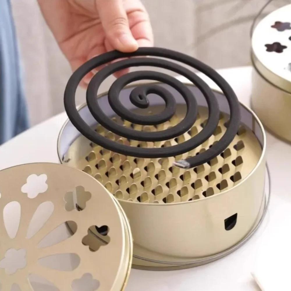 Mosquito Coil Holder Portable Tray Plum Blossom Heart Hollow Out Insect Repellent Anti Fire Sandalwood Incense Burner Box