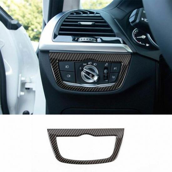 For BMW X3 G01 X4 2018- Carbon Fiber Headlight Button Frame Cover Trim 1PCS