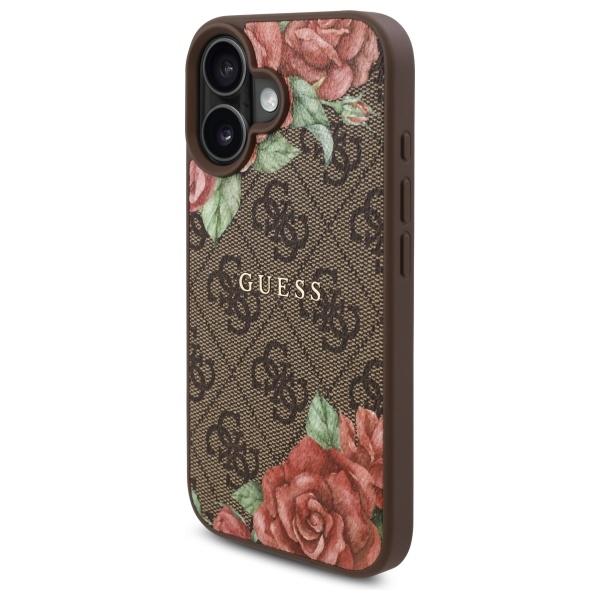 Guess Guhmp16Sp4Ropemcw Iphone 16 6.1   Brązowy/Brown Hardcase 4G Flowers Print Magsafe