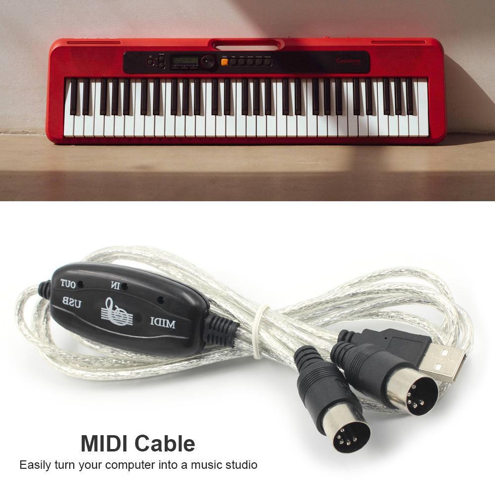 USB IN-OUT MIDI Adapter Cable PC To Music Electronic Keyboard Converter Cord