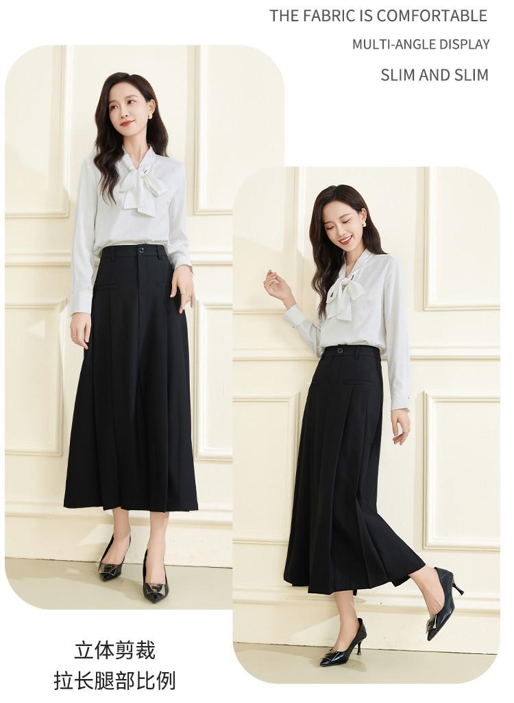 [Half length skirt] A-line high waist slimming long women's pleated skirt