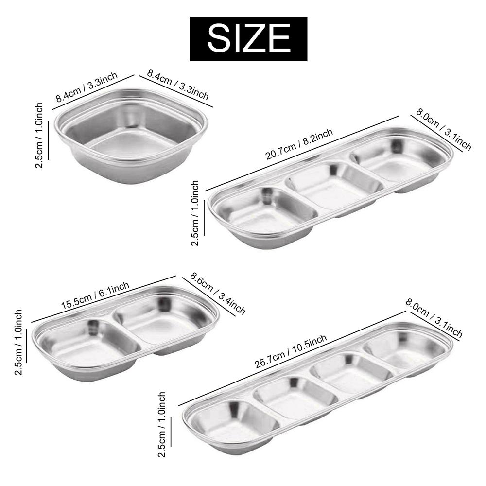 Stainless Steel Camping Seasoning Plate Tray Sauce Dish Spice Plates Pepper Roast Meat Sauce Dishes Bowl BBQ Tableware