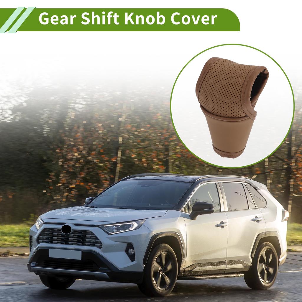 HOPESPANNER Universal Gear Shift Knob Cover Stick Shift Handle Protector Automatic Leather 1 Pc Anti Slip Brown