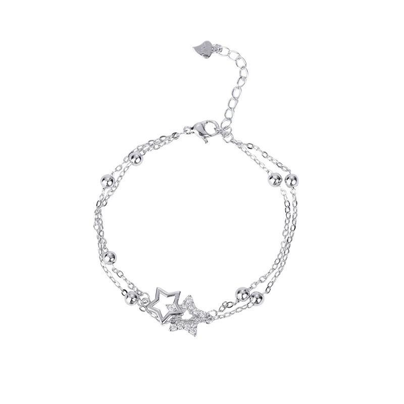 Stylish Star Dual Charm Bracelet For Women Minimalist Copper Plated Elegant Jewelry