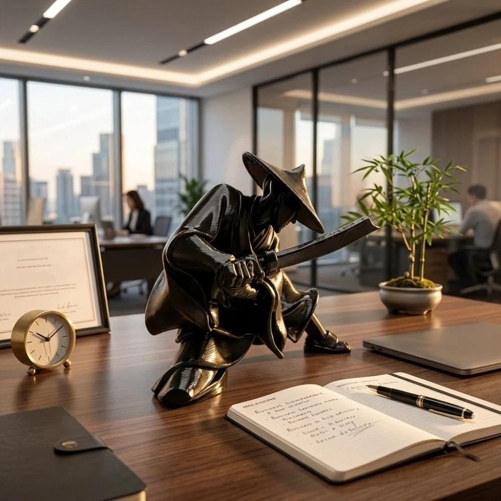 Decoration Ancient Warrior Statue Japanese Style Ninja Statue Cool Swordsman Figurine Indoor Use