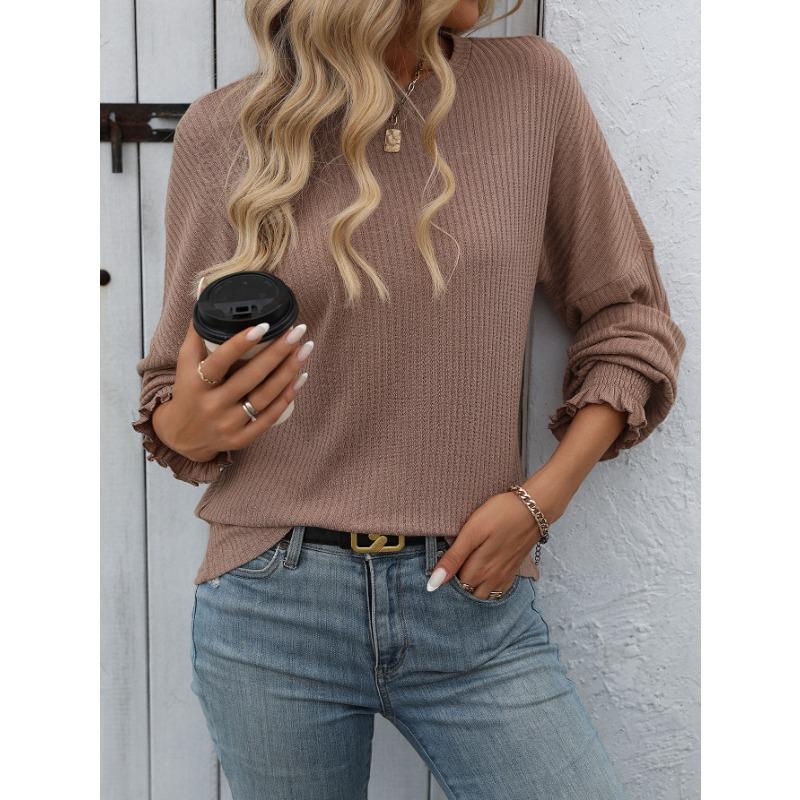 Women's Autumn Loose Casual Pit Stripe Long Sleeve Top