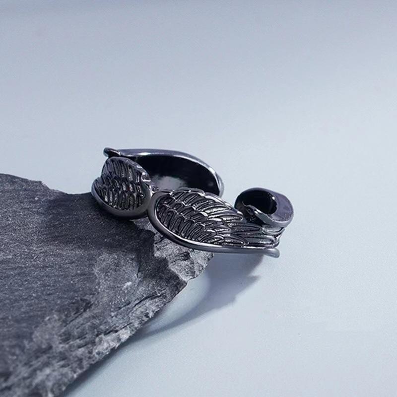 Inele Deschise Retro cu Aripi de Înger și Demon pentru Femei Cupluri Punk Gothic Accesorii Reglabile pentru Degete Cadouri Hip Hop