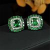 Cute Female Blue Green Zircon Stone Stud Earrings Vintage Silver Color Wedding Party Gift  For Women