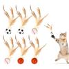 IHONYI 6 Pieces Bouncy Cat Toy with Feathers, Colourful Jumping Ball for Active Cats, Small Animal Toy, Bouncy Ball for Cats