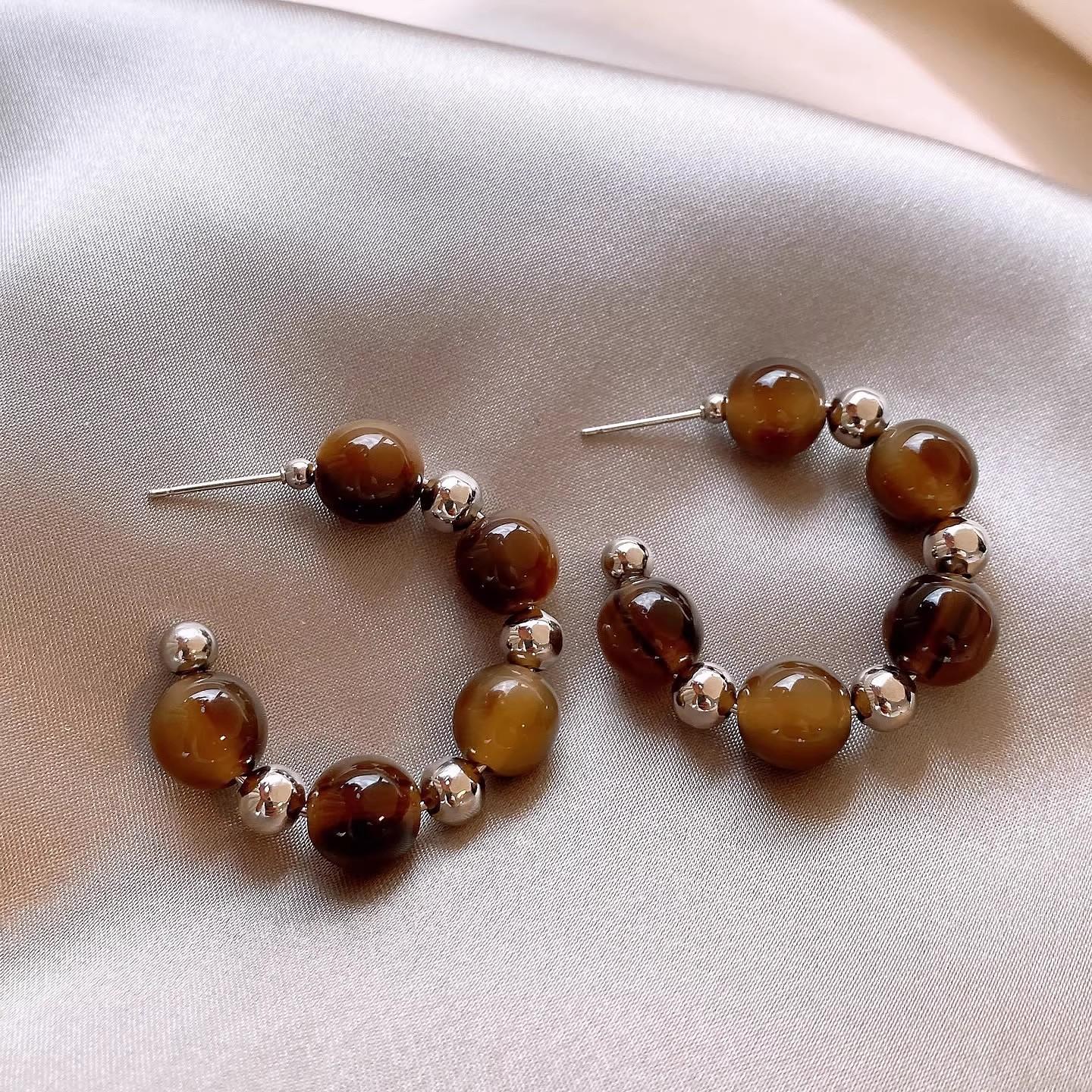 Maillard Coffee C Earrings Femininity Stud Earrings Unique Ears