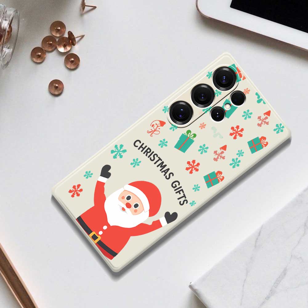 For Samsung Galaxy S25 Ultra Case Christmas Gifts Pattern Printing Straight Edge TPU Phone Back Cover