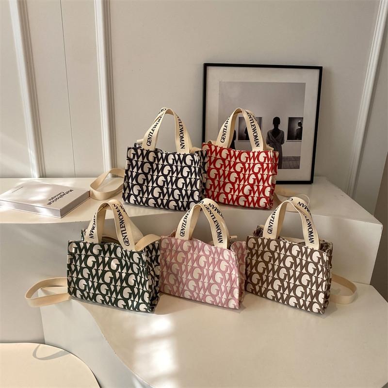 Borsa a Spalla in Tela Elegante e Delicata Stile di Strada Piccola Borsa a Mano Borsa a Tracolla con Lettere