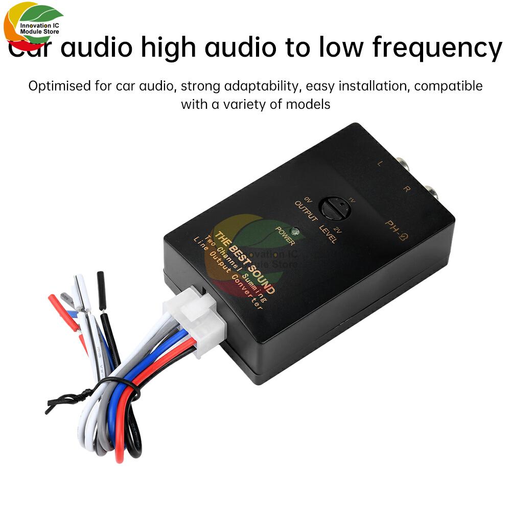 Stereo-Audio RCA-Speaker Amplifier High To Low Level Cable Output Converter Adapter Wiring Auto with Delay Time Function