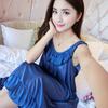 Summer Sexy Plus Fat Size Full Light Ice Silk Medium and Long Vest Nightdress Sleeveless Middle-aged Women's Home Dress