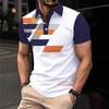Casual Essential! Geometric Print Short Sleeve Polo Shirt for Men