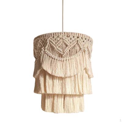 Macrame Lamp Shade Pendant Light Cover Handwoven Lighting Fixture Chandelier for Apartment