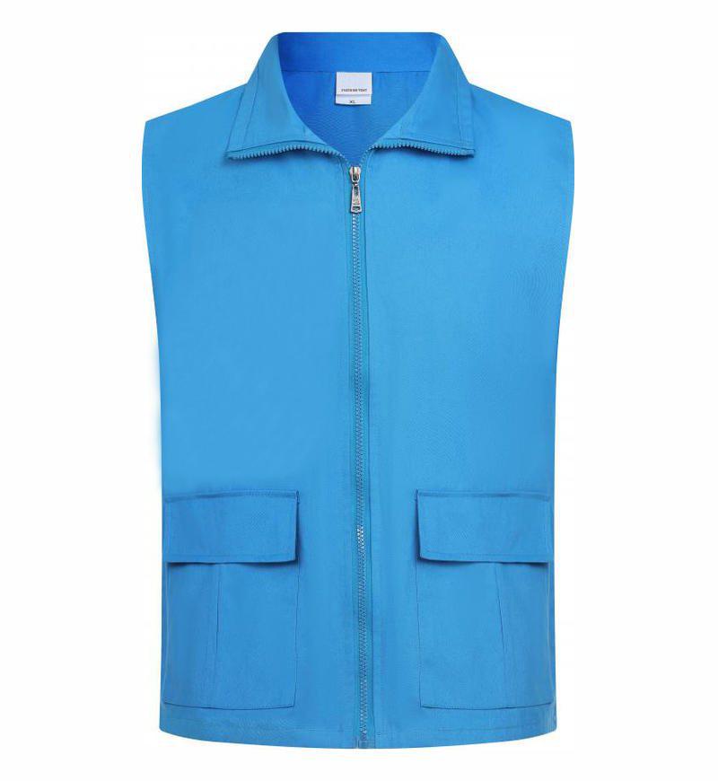 

Unisex Summer Cotton Volunteer Vest with Double Pockets and Embroidery Option - S 2XL peacock синього кольору