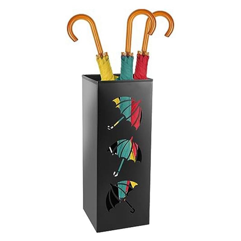 Modern Metal Umbrella Stand with Hollow Design,Waterproof Freestanding Holder for Home,Office and Hotel Entryways
