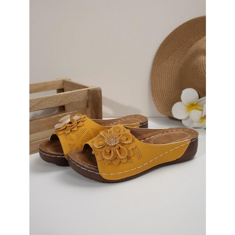 Cross-border New Large-size Women's Shoes Spring and Summer New Amazon Cross-border One Flower Open-toed Slippers European and American Sandals