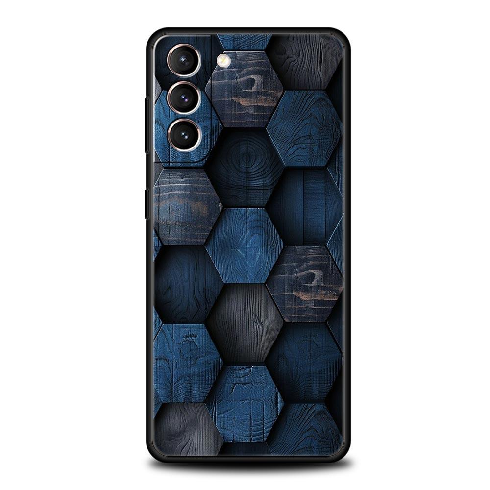 Honeycomb Pattern Soft Phone Case For Samsung Galaxy S25 Edge S24 Plus S23 FE S22 S21 S20 Ultra 5G S10 Black Protect Cover