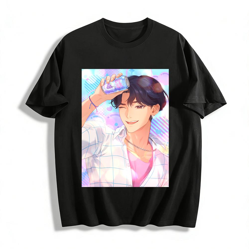 

Korean Style Handsome Anime Boy Print Short Sleeve Summer Casual Loose Unisex T-shirt Pure cotton T-shirt 6XL