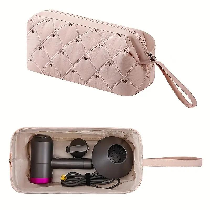 

BEPAN Large Capacity Hair Dryer & Curling Iron Organizer Hairdressing Tools Organizer Bag with Multiple Compartment and Zipper Closure рожевий