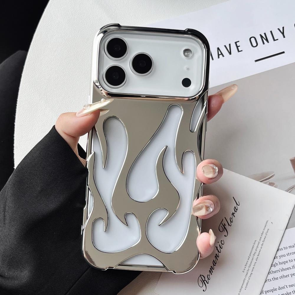 Per custodie iPhone 17 Pro Placcatura TPU Modello Fiamma Vuota 3D Custodia per Telefono Antiurto per iPhone 17 16 Pro Max Air 15 16 Plus Cover