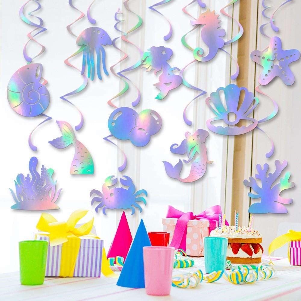 Birthday Mermaid Party Decorations Spiral Hanging Ornaments For Children Event