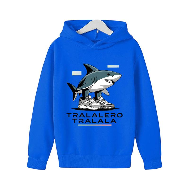 

Детская одежда Brainrot Tralalero Tralala Графическая толстовка для любителя акул Смешной мем Детская толстовка Модный свитер 150cm синий