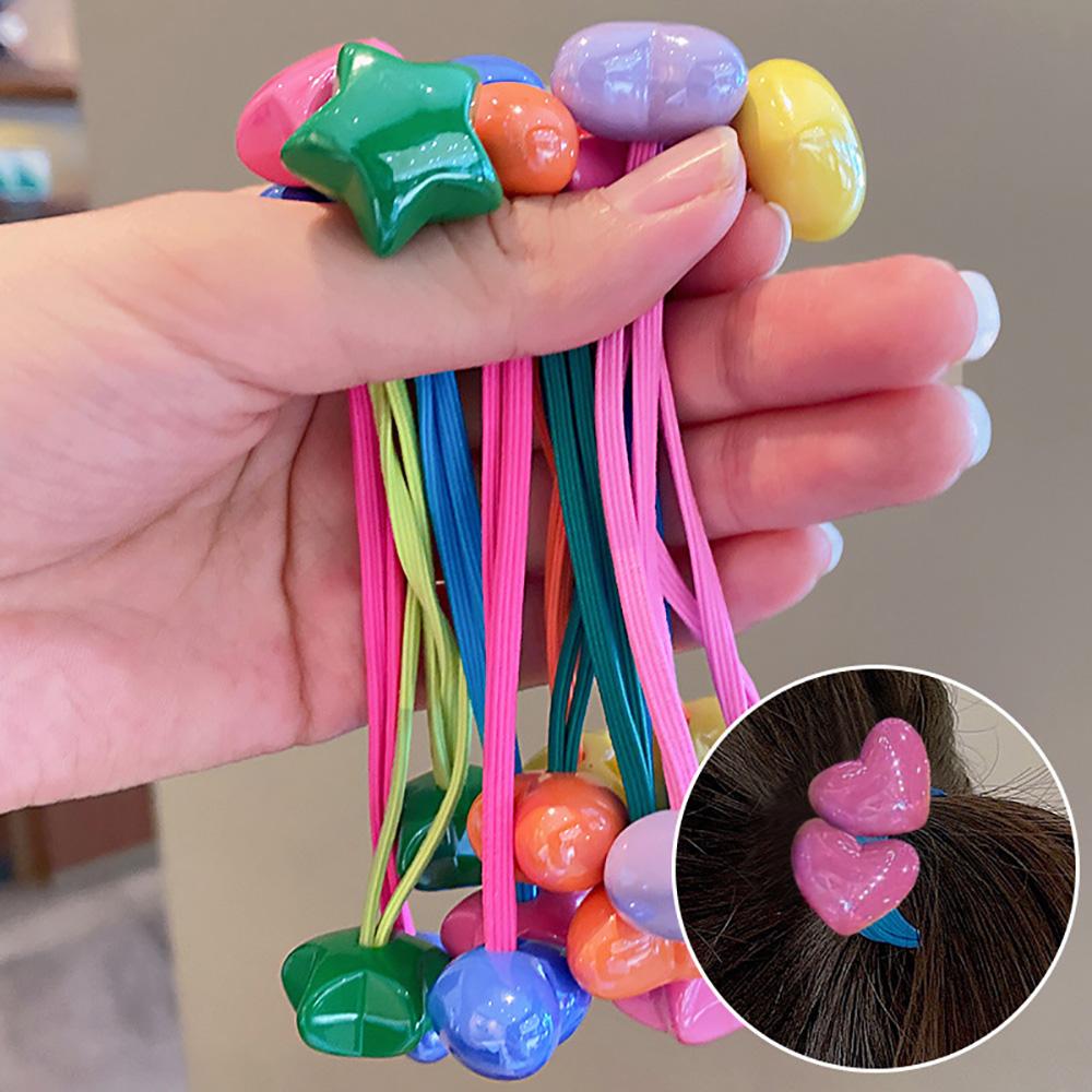 Kinder Süße Herz Perlen Haargummis Bonbonfarbene Mattierte Scrunchies Für Baby Mädchen Kaugummi Zopfhalter Haarbänder Accessoires
