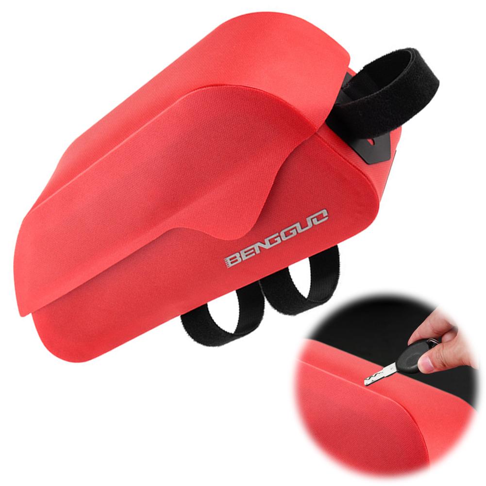 Bicycle Magnetic Lid Top Tube Bag Bicycle Front Frame Bag Bike Frame Bag for Mountain Road Bike rosso