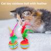 12pcs Funny Rainbow Colored Toy Balls Kitten Activity Toy w/Feather Pet Supplies