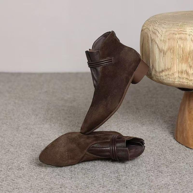 Mid-heel Women's Shoes for Autumn and Winter, New Thick-heeled Fashion Boots with Fleece