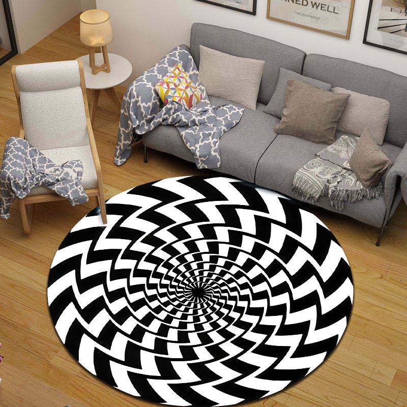 Statement Round Moon Multicolor Area Rug, Non-Slip Floor Mat for Kitchen