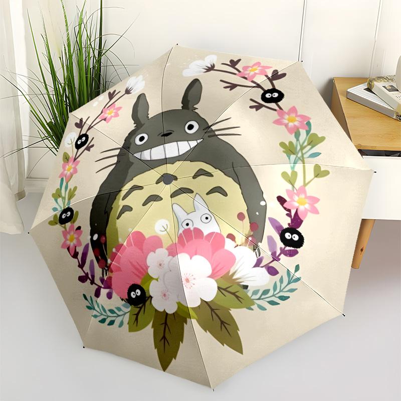 Totoro Moonlit Night Outdoor Automatic Umbrella Compact & Durable 8-Rib Design Compact Design Travel Essential Elegant Umbrella Birthday/Christmas Gif