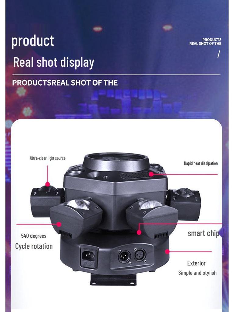 Spot Bee Eye Six-Arm King Kong Stage Light: KTV Bar Disco Laser Beam RGG Color Atmosphere