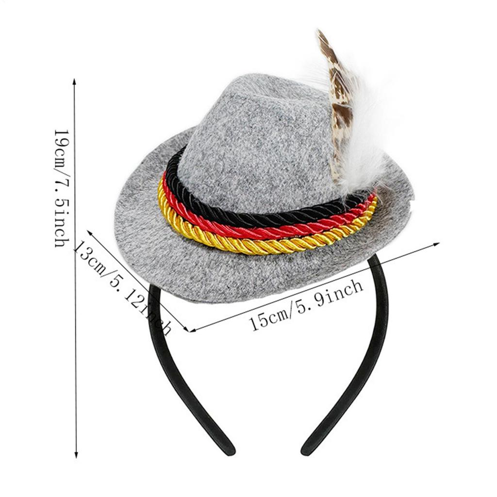 Oktoberfest Headband Beer Festival Head Accessories Felt Retro Decoration Headbands Hat For Adults Oktoberfest Halloween Themed