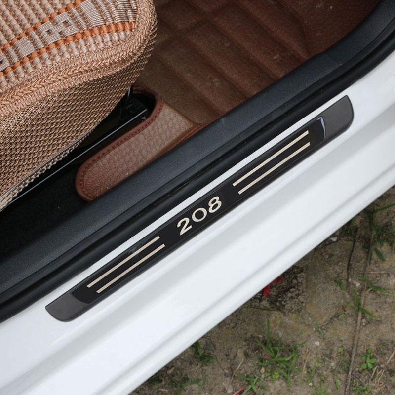 4Pcs/Set for Peugeot 208 2012 -  Stainless Steel Car Door Sill Plate Auto Pedals Protector Cover 