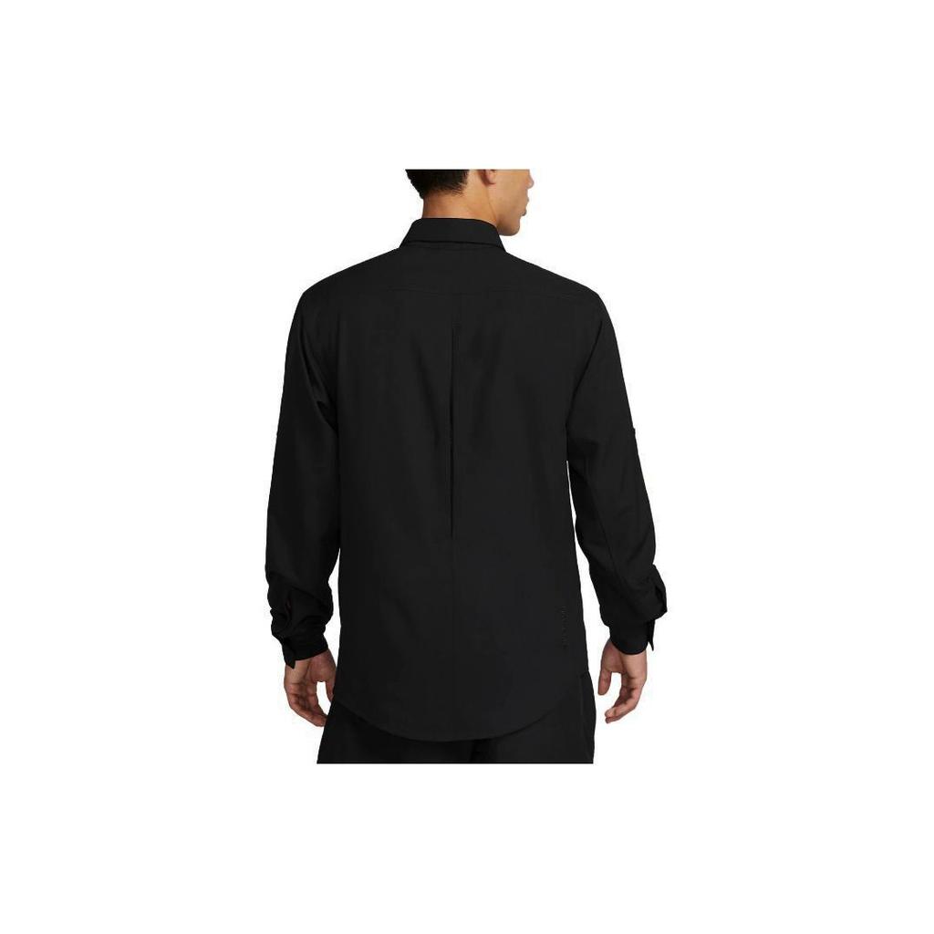 Nike Solid Color Logo Polo Pocket Button Jacket Men Jacket Black DN3937-010