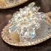 Fashion Women Sandals Luxury Pearl Crystal Flower Flat Sandal 2025Summer New Casual Open Toe Sandals for Women Designer Slippers