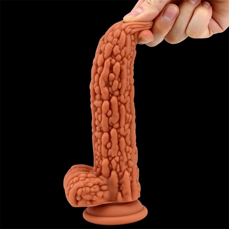 Sexy Bitter Gourd Stick Color Fake Penis Silicone Simulation Penis Masturbation Device for Men and Women Anal Expansion Anus Deep Sucker Anal Plug