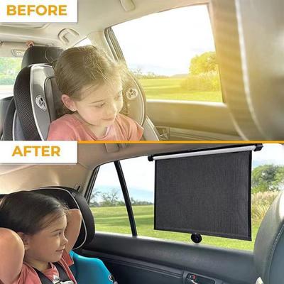 2 Piezas Parasol para Coche Ventana Lateral para Bebé Enrollable Sombrillas para Vehículo con Ventosas y Ganchos PVC Protección UV Y Privacidad Cubierta para Ventana de Coche