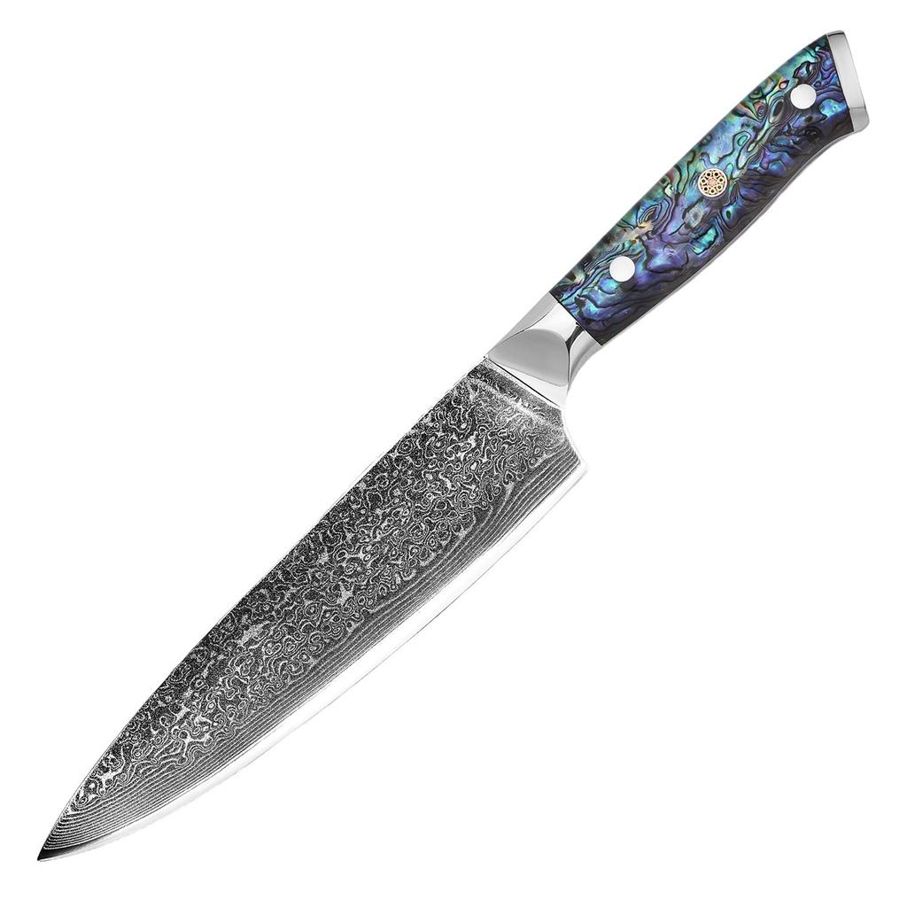 67-Layer Damascus Steel Kitchen Knife, 60-62 HRC High Hardness Sharp Slicing Knife, Vacuum Heat Treated Chef Knife for Fruit Vegetable Meat Prep