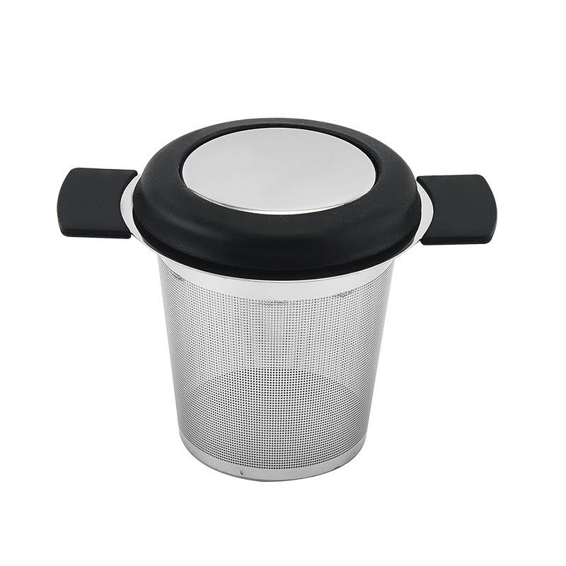 304 Stainless Steel Tea Strainer & Infuser with Silicone Lid - Tea Set Accessory.
