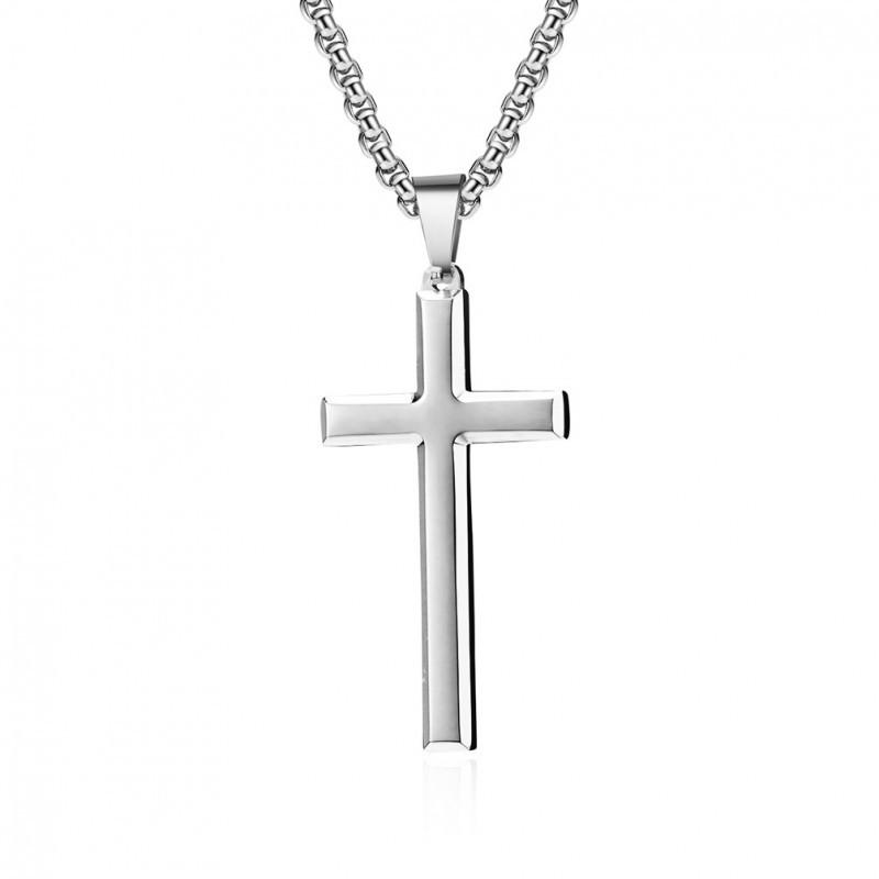 Ins Cold Neutral Style Titanium Steel Cross Necklace Men Women Simple Niche Geometric Design High-end Pendant