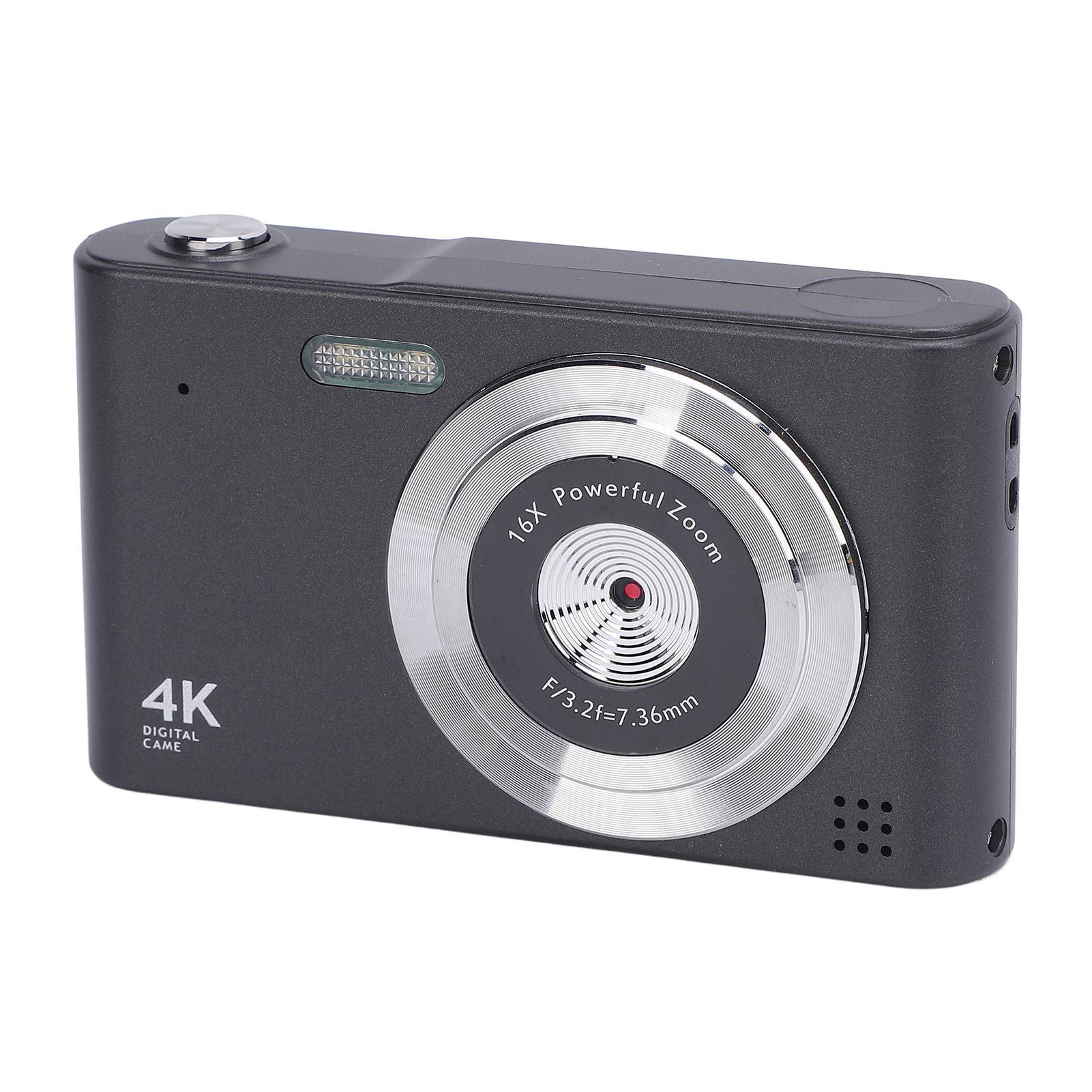 

Цифрова камера 16x Зум 4K 48МП 2,4-дюймовий IPS-екран Стабілізація зображення Запис відео Компактна цифрова камера для подорожей з Black