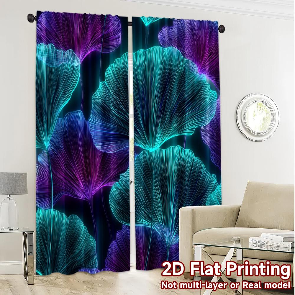 Set Of 2 Flat Printing Curtains Without Rod Floral Glow Design Women Is Day Holiday Digital Machine Curtain Polyester