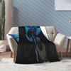 Ado Blue Rose Illustration n°4 Blanket Fleece Print Multi-function Super Warm Throw Blankets for Sofa Bedroom Bedspreads