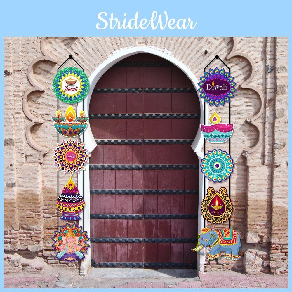 Festival Diwali Decor Creative Elephant Couplet Paper Door Hanging Banner Set