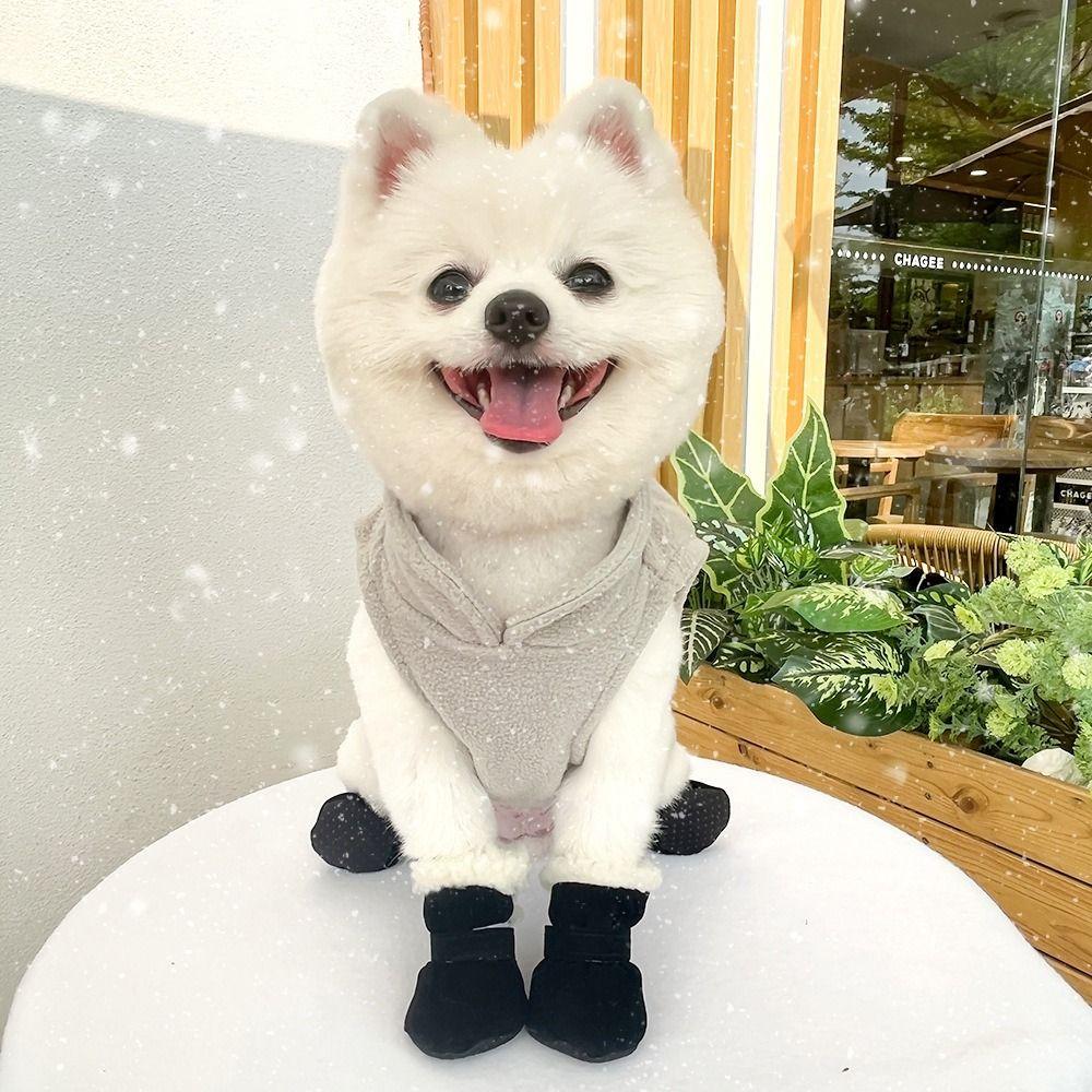 4pcs Anti-slip Pet Shoes Thickened Cats Puppy Socks New Snow Boots
